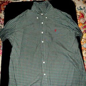 Ralph Lauren Polo Long Sleeve Collar Button Down Shirt Checker Wool